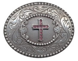 Pink Rhinestone Cross Belt buckle